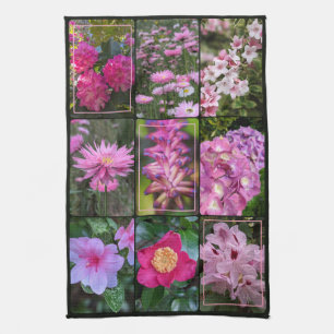 Farben der Natur - rosa Blumen Geschirrtuch
