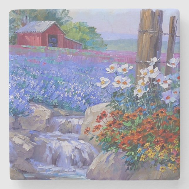 Farben der Sommerkunst Steinuntersetzer (Vorderseite)