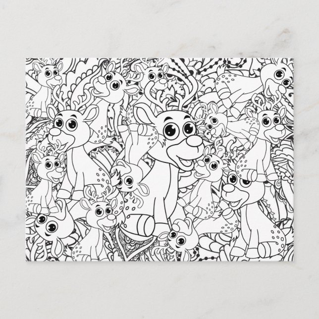 Färben der Weihnachtsreinder Mandala Abstrakt Postkarte (Vorderseite)
