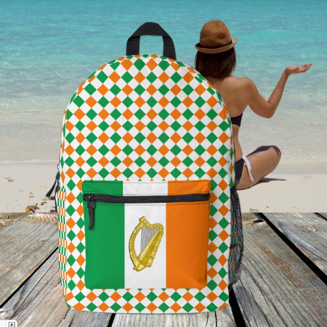 Farben des irischen Rucksacks, Harfe, irische Flag Bedruckter Rucksack (Von Creator hochgeladen)