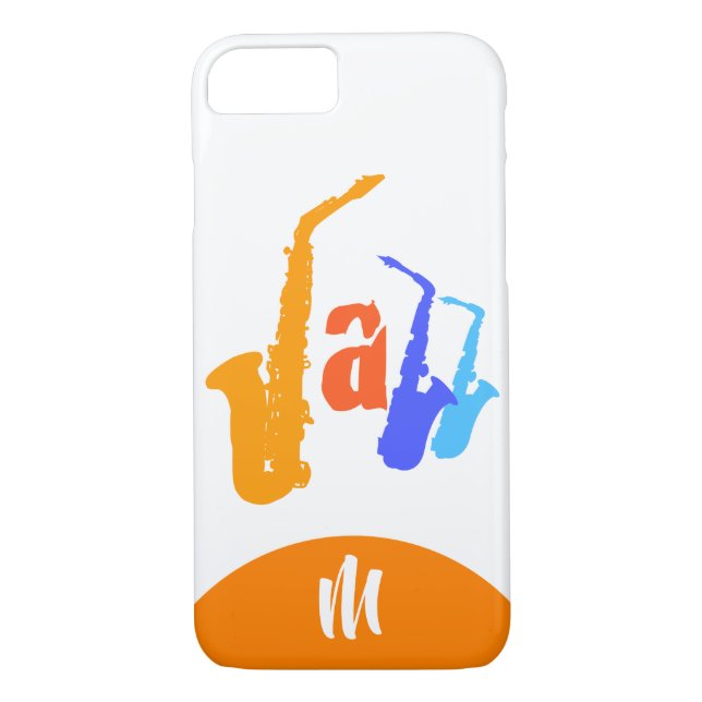 Farben des Jazz Monogram White iPhone Case (Rückseite)