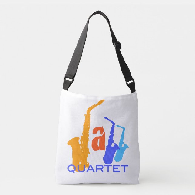Farben des Jazz Quartetts Sax Illustration Tasche  (Vorderseite)