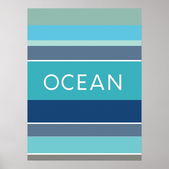 Farben des Ozeans Wellen Moderne Abstrakte Kunst Poster (Vorne)