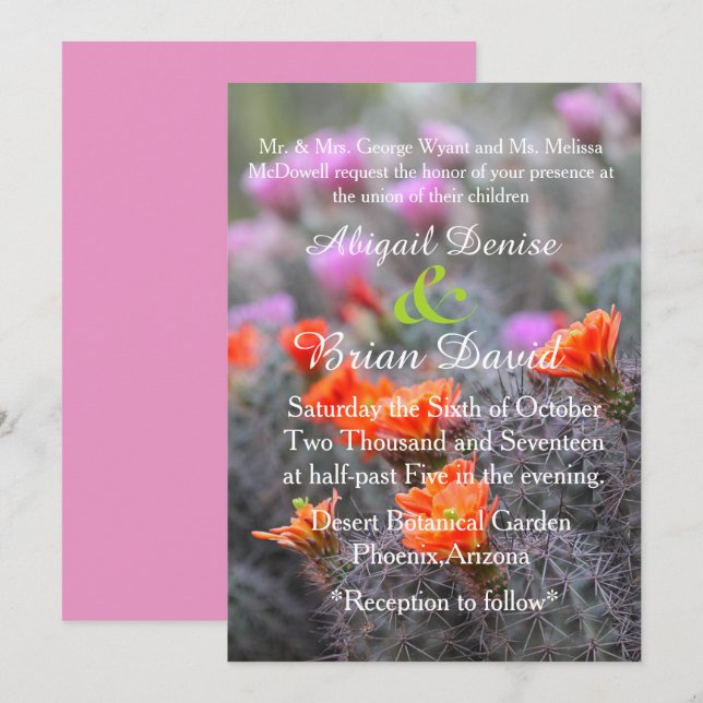 Farben des wüstenrosa Hintergrunds Einladung (Vorne/Hinten)