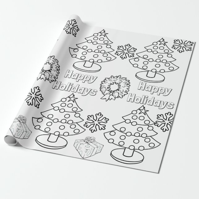 Färben für Kinder Weihnachtsbaum Geschenkpapier (Ungerollt)