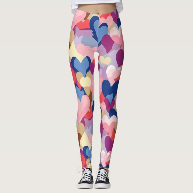 Farben Herzmuster Leggings (Vorderseite)