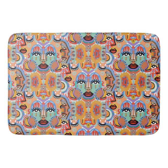 Farben, Muster und überlappende Gesichter Badematte (Vorderseite)