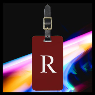 FARBEN oder dunkle Bronzefarben-rote Monogramm-Tas Gepäckanhänger