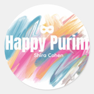 Farben Purim Etikett Runder Aufkleber