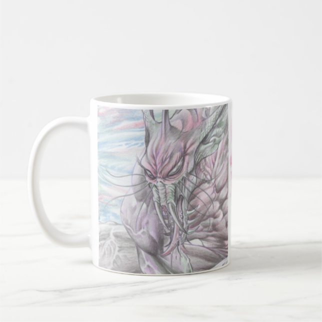 Färben Sie alien-Monster-futuristische Sci-FI Kaffeetasse (Links)