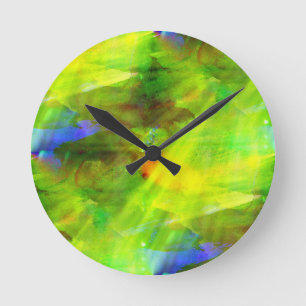 färben Sie das abstrakte nahtlose Hintergrundgrü Runde Wanduhr