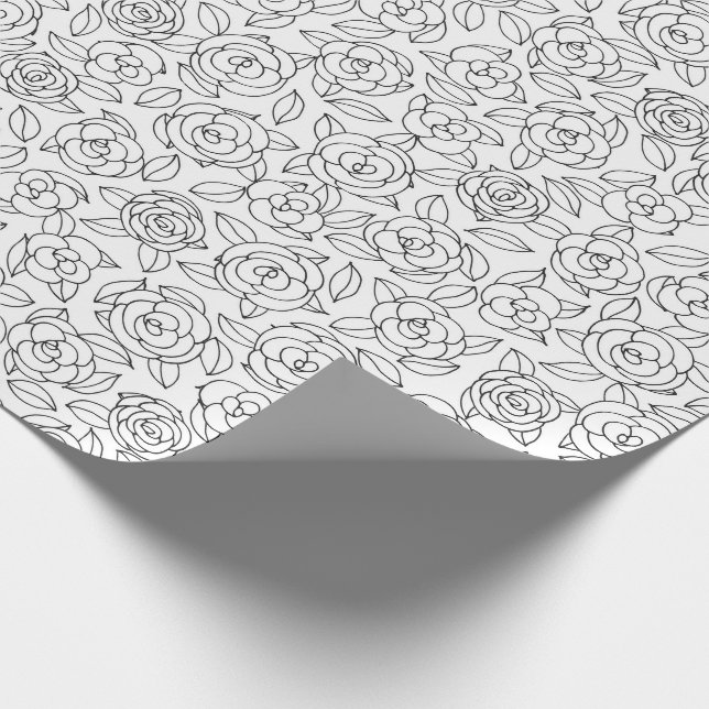 Färben Sie Ihr eigenes Rosen-Muster Geschenkpapier (Ecke)