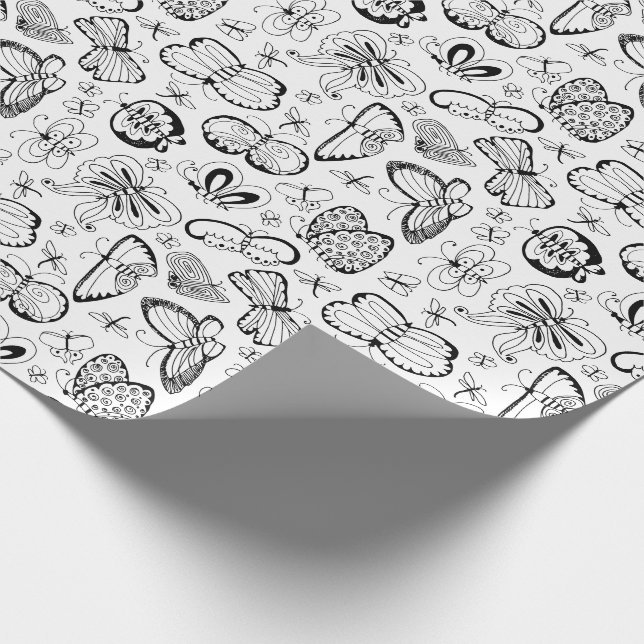 Färben Sie Ihr eigenes Schmetterlings-Muster Geschenkpapier (Ecke)