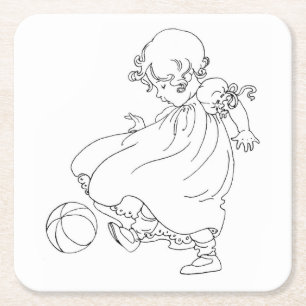 Färben Sie Ihr eigenes Vintages Baby mit Ball Rechteckiger Pappuntersetzer