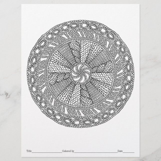 FARBEN SIE IHRE EIGENE Mandala Strick Farbseite (Vorderseite)