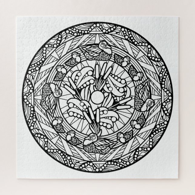 Färben Sie Ihre eigenen Malbuch-Mandala-Tier-Vögel (Vertikal)