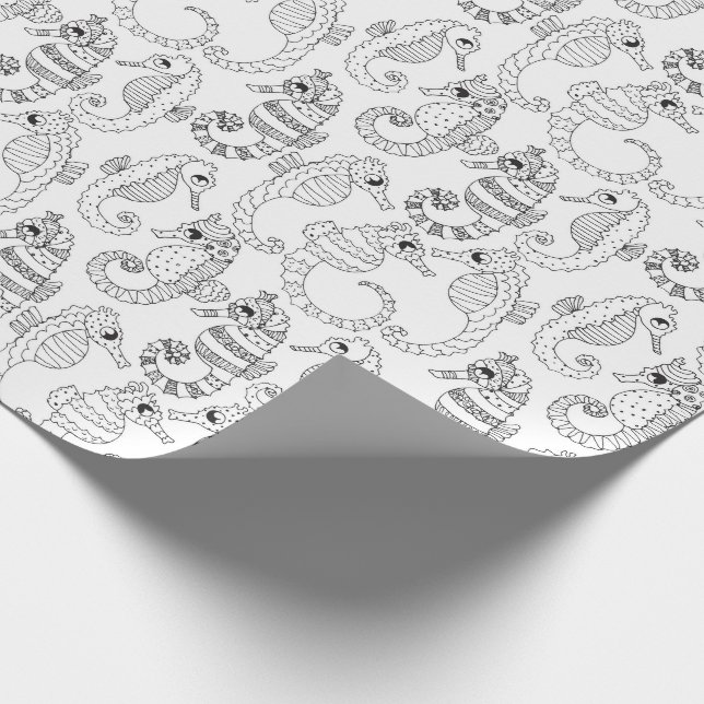 Färben Sie Ihre eigenen Seepferde Geschenkpapier (Ecke)