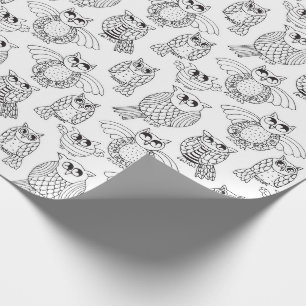 Färben Sie Ihre eigenen wunderlichen Eulen Geschenkpapier