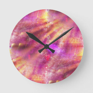 färben Sie nahtlosen Hintergrund lila, rosa Runde Wanduhr