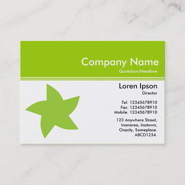 Färben Sie Titel III v2 - Grün - drehender Stern Visitenkarte (Vorderseite)