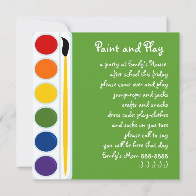 Farben und Pinsel Einladung (Vorderseite)