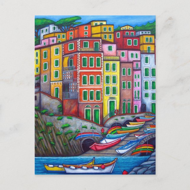 Farben von Riomaggiore, Cinque Terre Post Card Postkarte (Vorderseite)