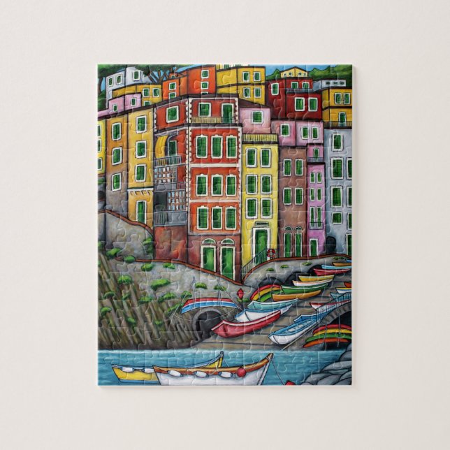 Farben von Riomaggiore, Cinque Terre Puzzlespiel (Vertikal)