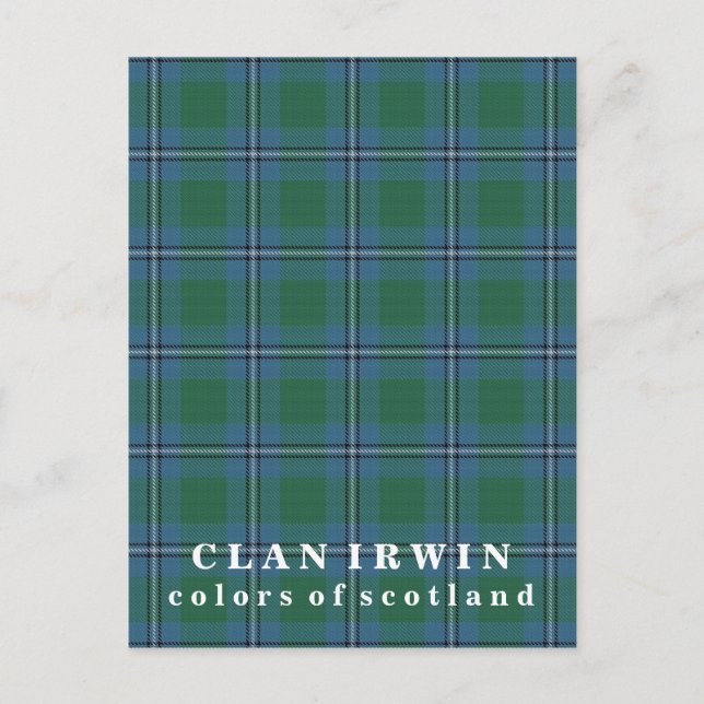 Farben von Schottland Clan Irwin Tartan Postkarte (Vorderseite)