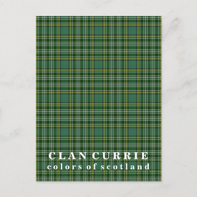 Farben von Scotland Clan Currie Tartan Postkarte (Vorderseite)