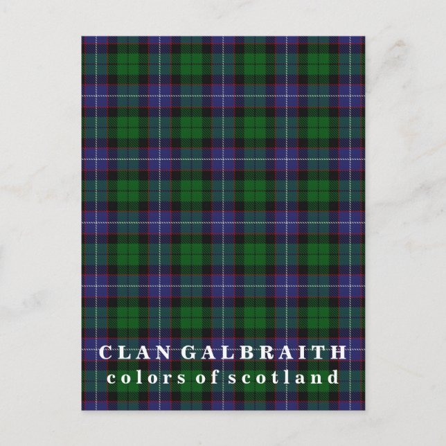 Farben von Scotland Clan Galbraith Tartan Postkarte (Vorderseite)
