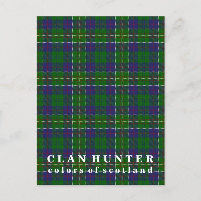 Farben von Scotland Clan Hunter Tartan Postkarte (Vorderseite)