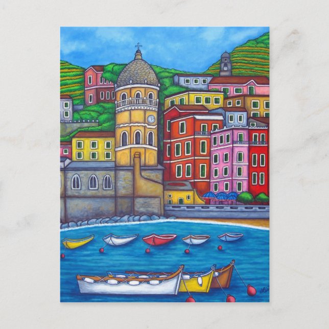 Farben von Vernazza, Cinque Terre Post Card Postkarte (Vorderseite)