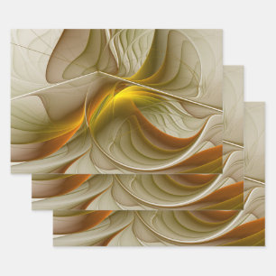 Farben Wertvoller Metalle, Abstraktes Fraktal Kuns Geschenkpapier Set