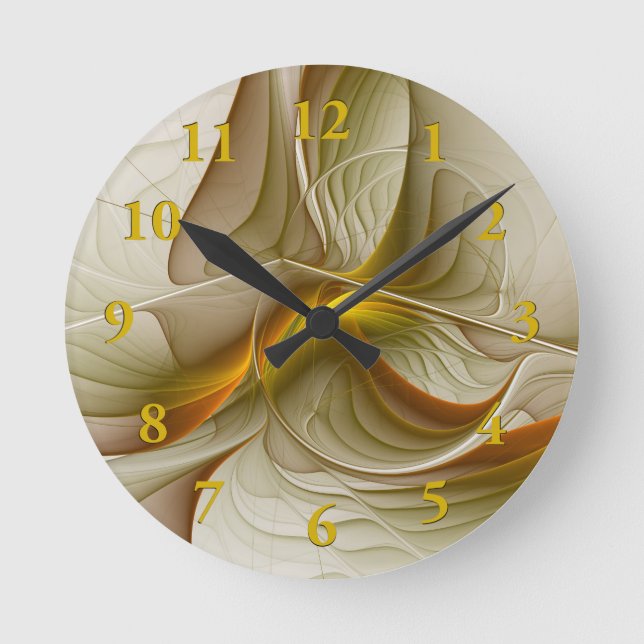 Farben Wertvoller Metalle, Abstraktes Fraktal Kuns Runde Wanduhr (Vorderseite)