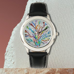 Farbenbaum Armbanduhr<br><div class="desc">Diese einzigartige Uhr ist mit einem farbenfrohen Mosaikbaumdesign dekoriert. Original Mosaik © Michele Davies.</div>