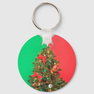 Farbenblock-Weihnachtsbaum Schlüsselanhänger