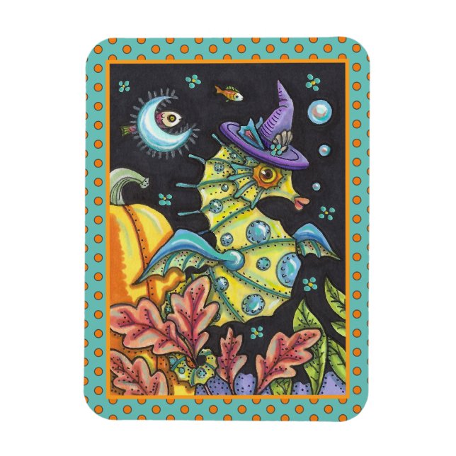 FARBENES FANTASY SEEPFERD, WITCH IM HALLOWEEN MEER MAGNET (Vertikal)