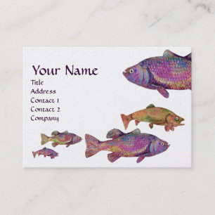 FARBENES ROINBOW-TROUT-MONOGRAMM, Weiße Perle Visitenkarte