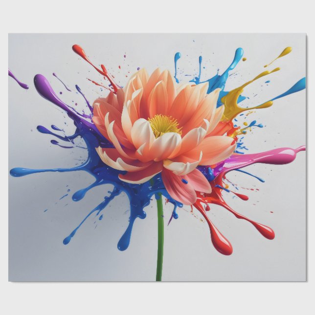 Farbenexplosion Blütenblatt Geschenkpapier (Flach)