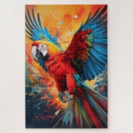 Farbenexplosion Papagei Kunst Puzzle