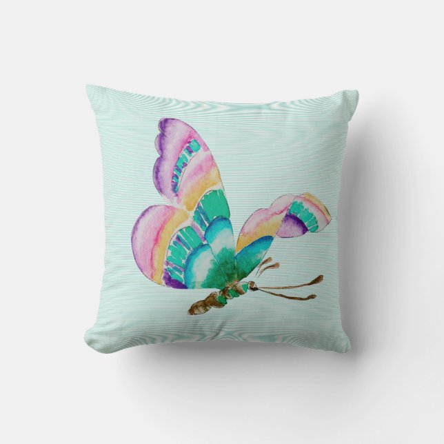 Farbenfarbener Schmetterling Kissen (Vorderseite)