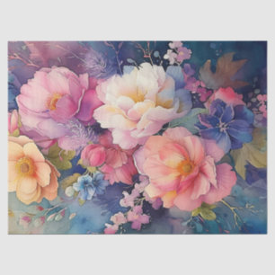 Farbenfarbenes Blumendekoupage Seidenpapier
