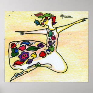 Farbenfarbenes Blumenkleid Ballerina Poster