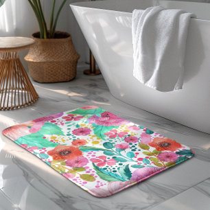 Farbenfarbenes Blumenmuster Badematte