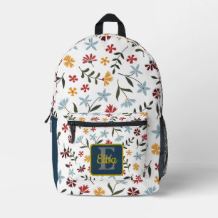 Farbenfarbenes Blumenmuster Personalisiert Bedruckter Rucksack