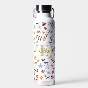 Farbenfarbenes Blumenmuster Personalisiert Trinkflasche