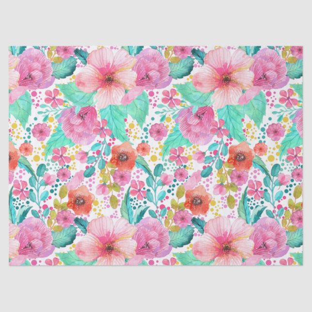 Farbenfarbenes Blumenmuster Seidenpapier (Vorderseite)