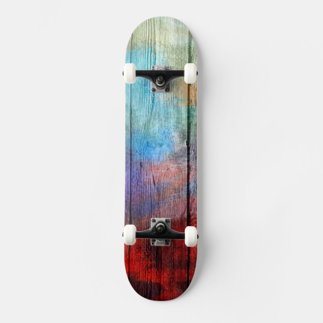 Farbenfarbenes Holz Abstrakt #2 Skateboard (Vorderseite)
