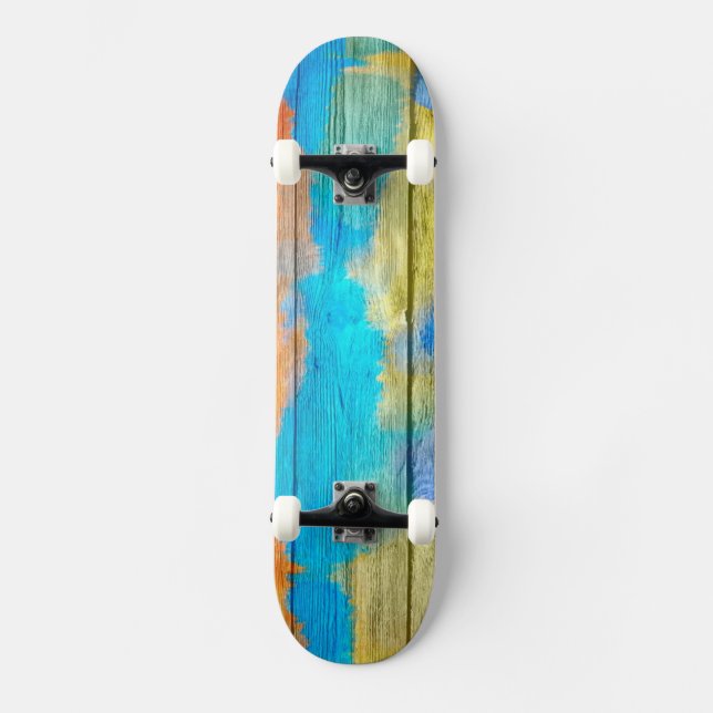 Farbenfarbenes Holz Abstrakt #3 Skateboard (Vorderseite)