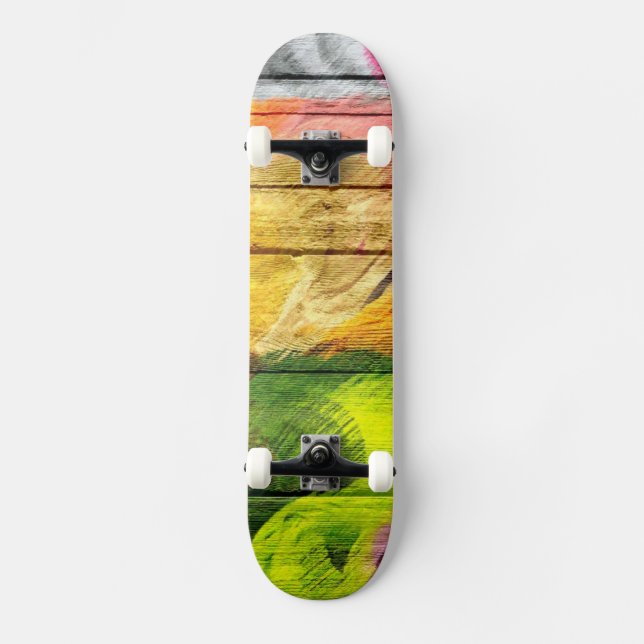 Farbenfarbenes Holz Abstrakt #9 Skateboard (Vorderseite)
